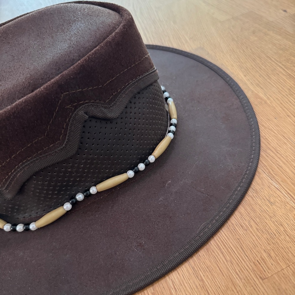 Bullhide LARGE Brown Leather Cowgirl Cowboy Festival Western Rodeo Hat - Picture 3 of 10